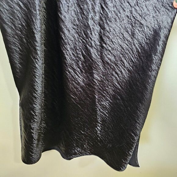 EUC EXPRESS BLACK SATIN FEEL DEEP V NECK SPAGHETTI STRAP MIDI DRESS SIZE 14 - Picture 7 of 14